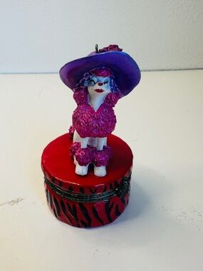 Red Purple Poodle Trinket Box